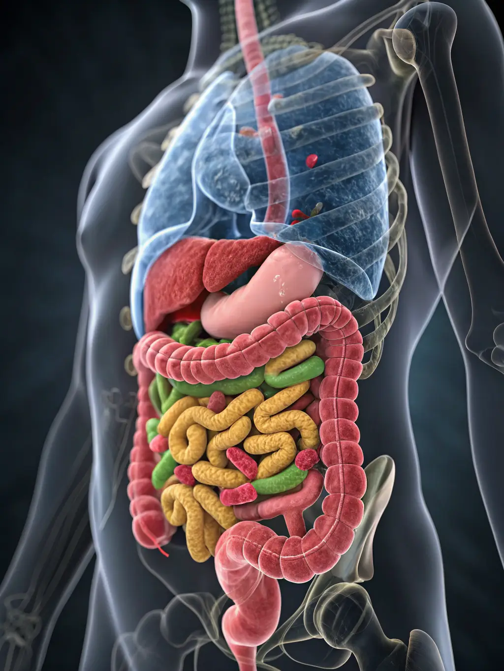 A diverse range of gut bacteria visualized under a microscope, showcasing the importance of a balanced microbiome supported by Multiflor's products.